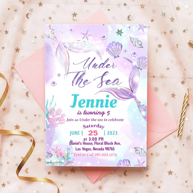Mermaid Birthday Party Under The Sea Party Invitation (Creator Uploaded)