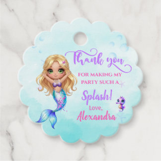 Mermaid Birthday Party - Under the Sea Splish Spla Favour Tags