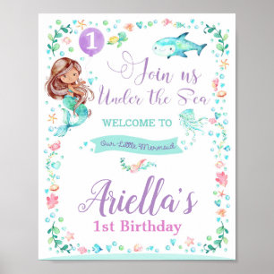 Mermaid Birthday Party Welcome Sign Poster