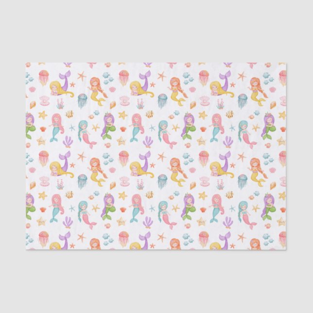 Mermaid Birthday Pattern Tissue Paper (Front)