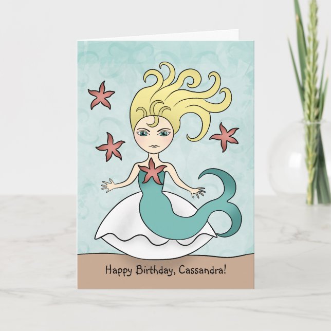 Mermaid birthday personalized card (Front)