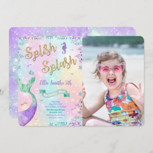 Mermaid Birthday Photo Invitation