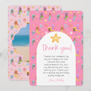 Mermaid Birthday Photo Thank You Invitation