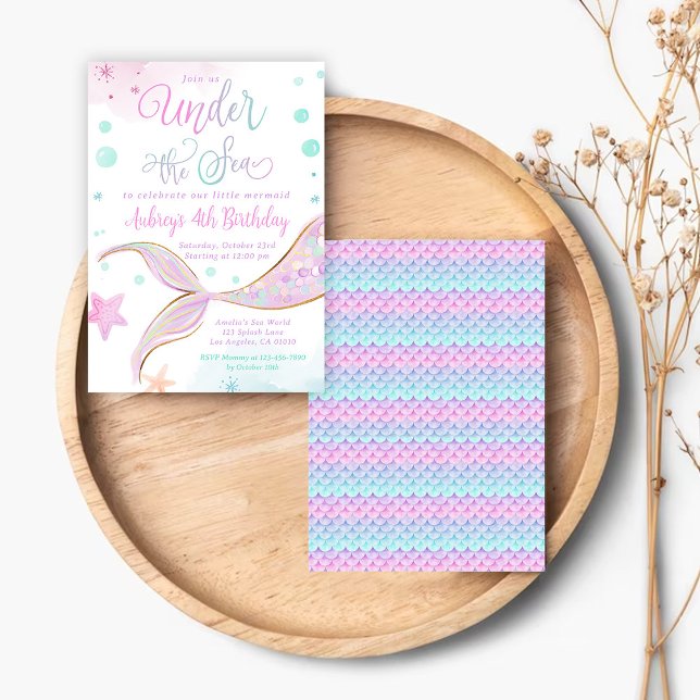 Mermaid Birthday Pool Party Under the Sea  Invitation (Creator Uploaded)