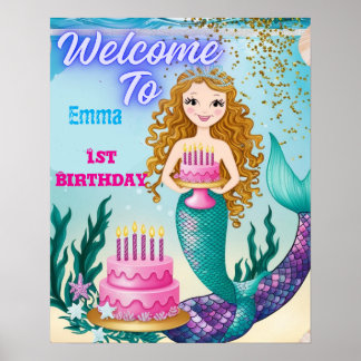 mermaid birthday poster