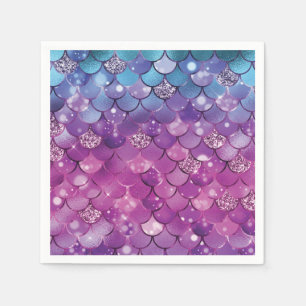 Mermaid Birthday Purple Pink  Napkin