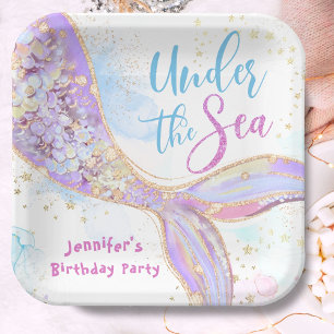 Mermaid Birthday Purple Under The Sea Paper Plates