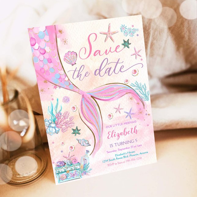 Mermaid Birthday Save the Date Invitation (Creator Uploaded)