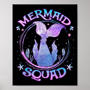 Mermaid Birthday Squad Party Girls Women Mermaid Poster