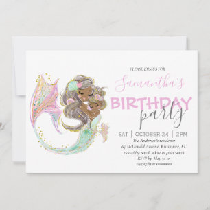 Mermaid Birthday Sweet Little Mermaid Nautical Announcement