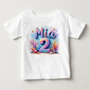 Mermaid Birthday T-Shirt – Personalised Name & Age