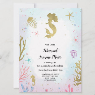 Mermaid Birthday under sea invitation