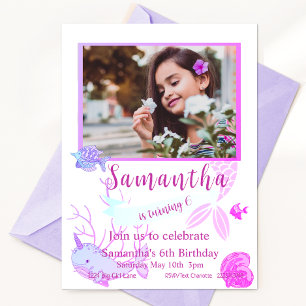 Mermaid Birthday, Under the Sea,  6th Birthday Invitation