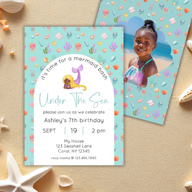 Mermaid Birthday Under The Sea Photo Invitation (Creator Uploaded)