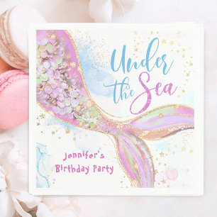 Mermaid Birthday Under The Sea Pink Napkin