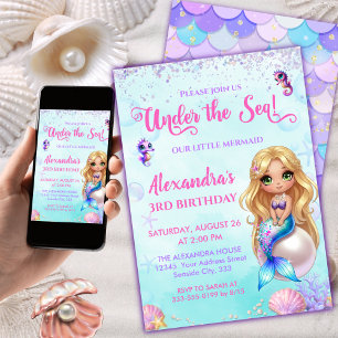 Mermaid Birthday - Under the Sea Splish Splash Invitation