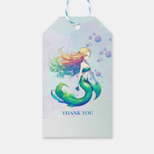 Mermaid Birthday under the Sea Thank you Gift Tags