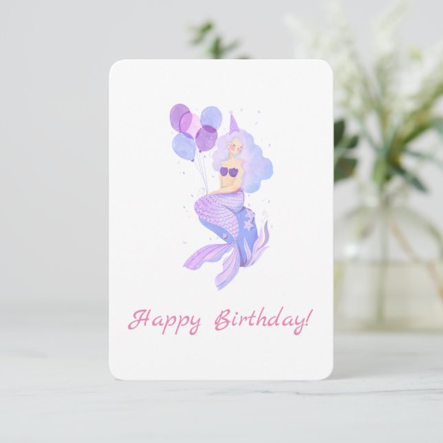 Mermaid Birthday Wishes Card (Standing Front)