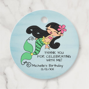 Mermaid Black Hair Favour Tag