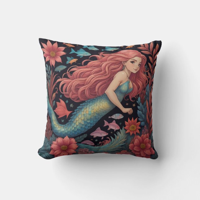 Mermaid Black Ocean Cushion (Front)