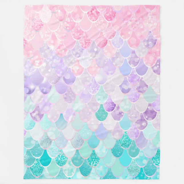 Mermaid Blanket, Fleece for girls bedroom decor (Front)