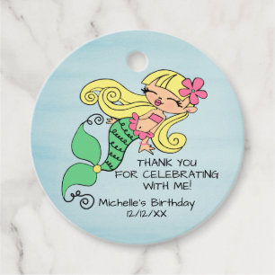 Mermaid Blonde Hair Favour Tag