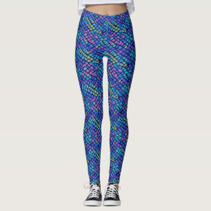 Mermaid Blue And Purple Fish Scales Magic Glitter Leggings