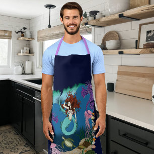 Mermaid Blue Fantasy Friends  Apron