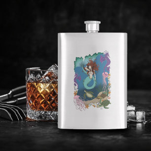 Mermaid Blue Fantasy Friends Hip Flask