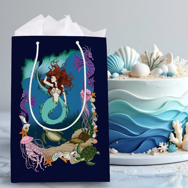 Mermaid Blue Fantasy Friends Medium Gift Bag (Creator Uploaded)