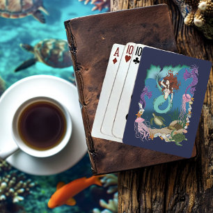 Mermaid Blue Fantasy Friends Playing Cards