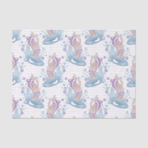 Mermaid blue lavender starfish ocean shells tissue paper