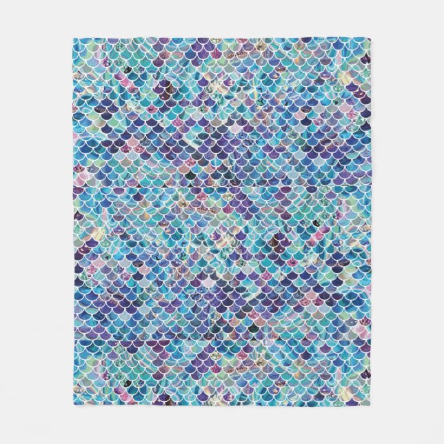 Mermaid Blues Fleece Blanket (Front)