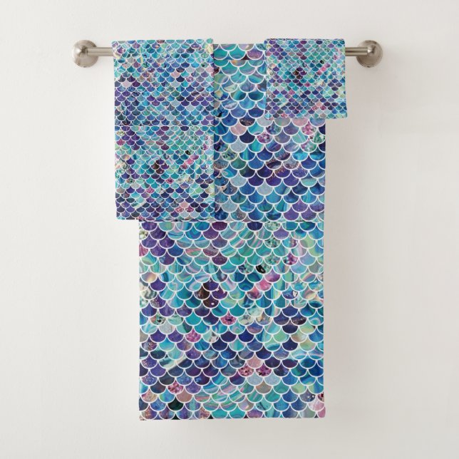 Mermaid blues Towel's Bath Towel Set (Insitu)