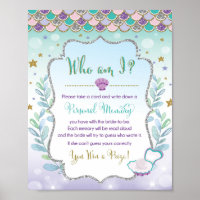 Mermaid Bridal Shower Game Who am I Memory Game