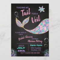 Mermaid Bridal Shower invitation, glitter