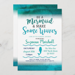 Mermaid Bridal Shower Invite Teal Bachelorette