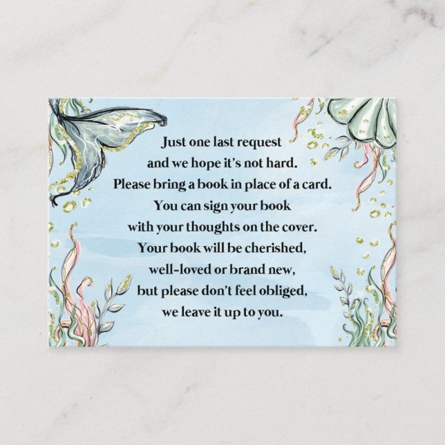 Mermaid Bring a Book For Baby Insert card (Front)