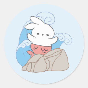 Mermaid Bunny Adventures A Splash of Summer Fun Classic Round Sticker