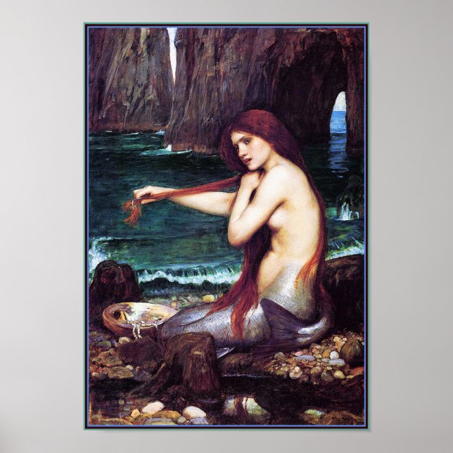 Mermaid by John Waterhouse Poster (Front)