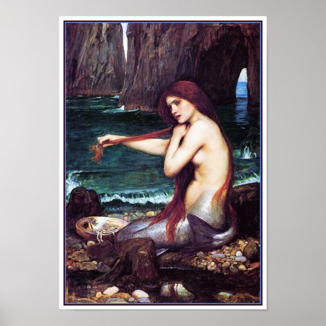 Mermaid by John Waterhouse Poster (Front)