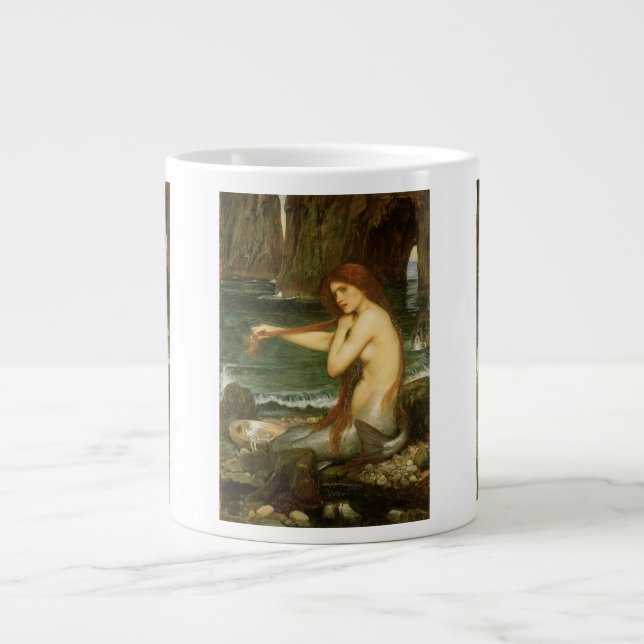 Mermaid by John William Waterhouse Large Coffee Mug (Front)