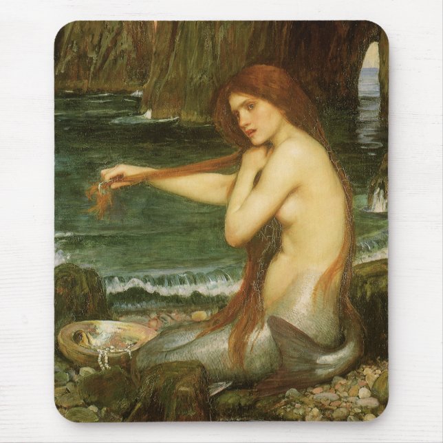 Mermaid by John William Waterhouse Mouse Pad (Front)