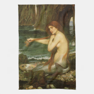 Mermaid by John William Waterhouse Tea Towel