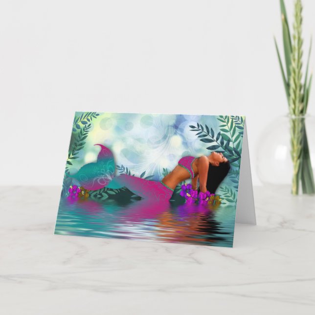 Mermaid by the Sea - Blank Note Card (Front)