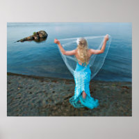 Mermaid By The Sea Blue Nautical Ethereal