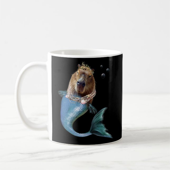Mermaid Capybara Mercapybara  Cute Meme  Coffee Mug (Left)