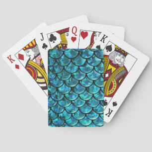 mermaid cards, fish scales, nautical, bridesmaid playing cards