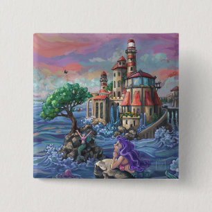 Mermaid Castle 15 Cm Square Badge