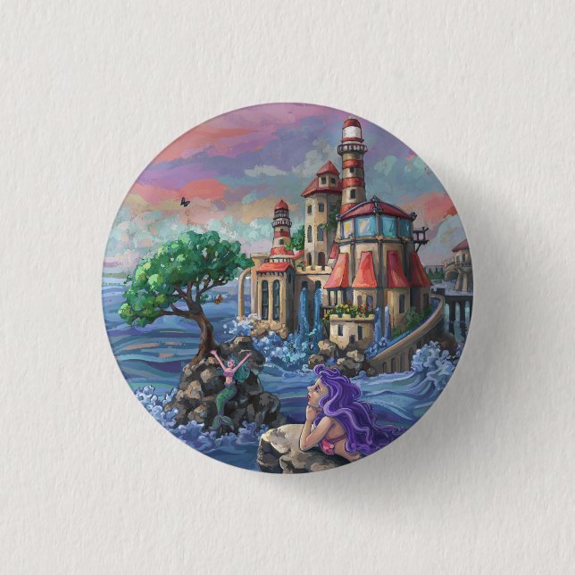 Mermaid Castle 3 Cm Round Badge (Front)